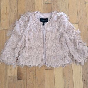 BCBG Max Azria | blush “jaxon” fringe jacket | size XS